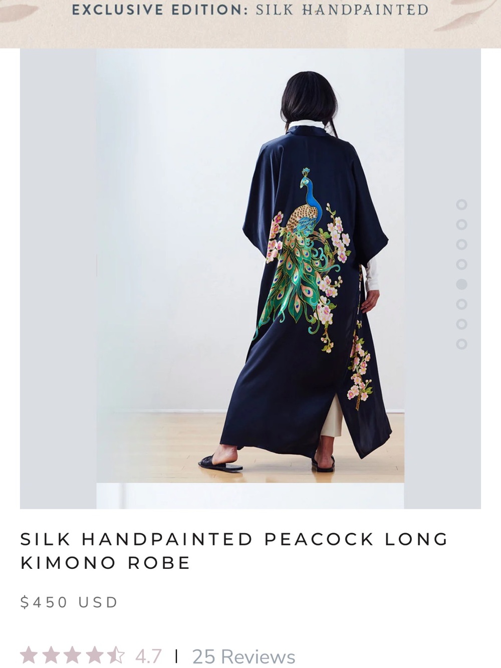 Kim + Ono Handpainted Peacock Long Kimono Robe